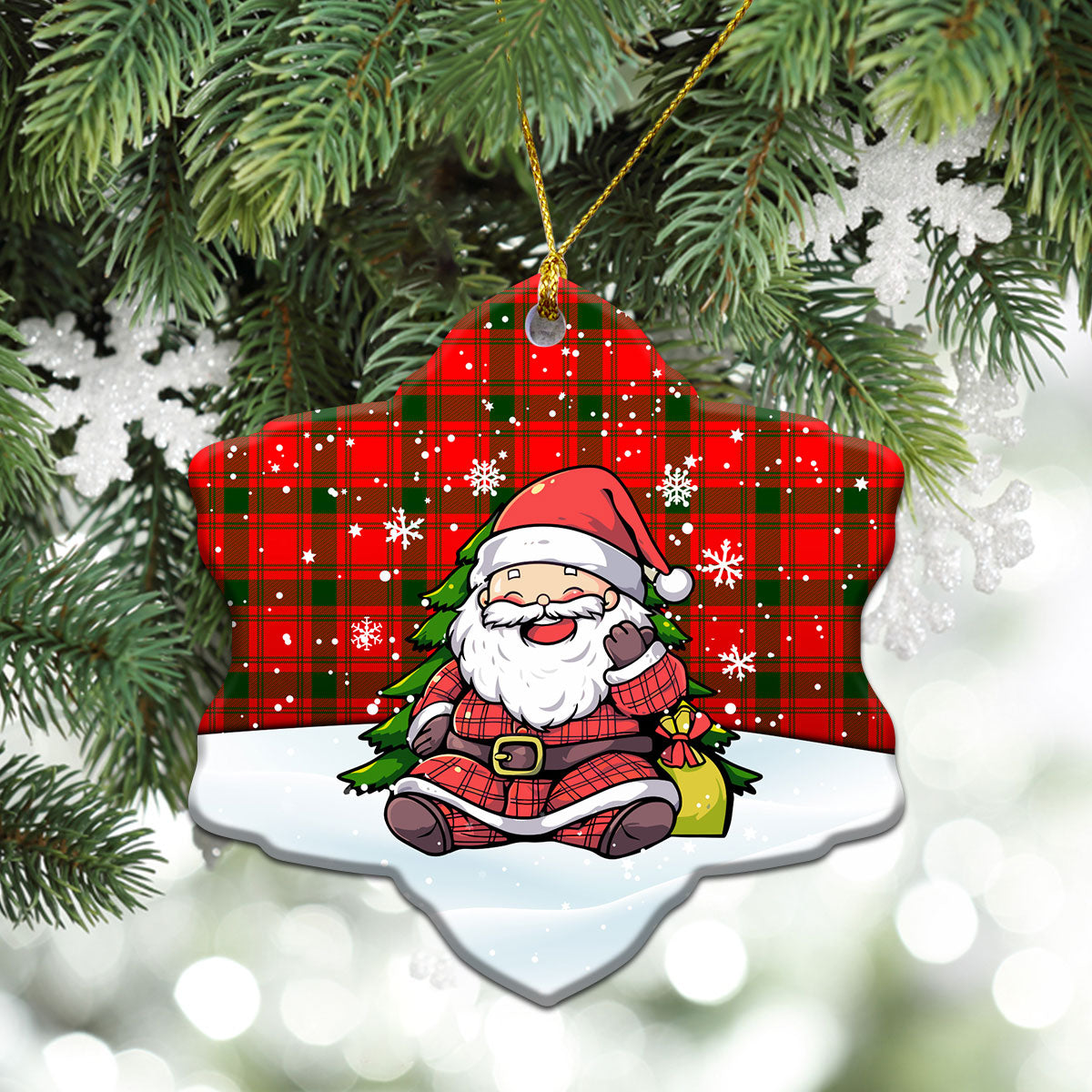 MacQuarrie Tartan Christmas Ceramic Ornament - Scottish Santa Style