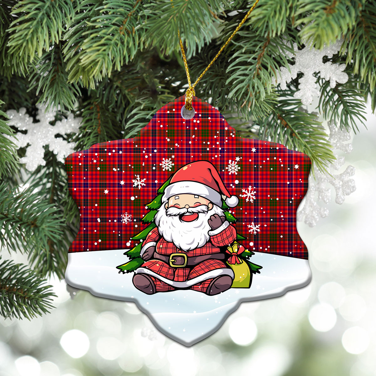 MacRae Modern Tartan Christmas Ceramic Ornament - Scottish Santa Style