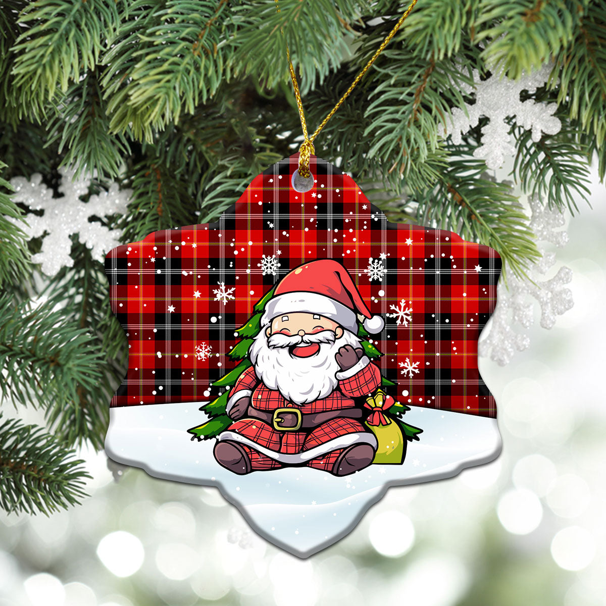 Majoribanks Tartan Christmas Ceramic Ornament - Scottish Santa Style