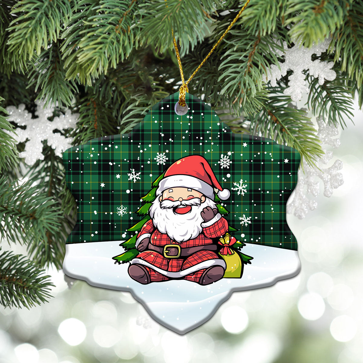 McArthur Ancient Tartan Christmas Ceramic Ornament - Scottish Santa Style