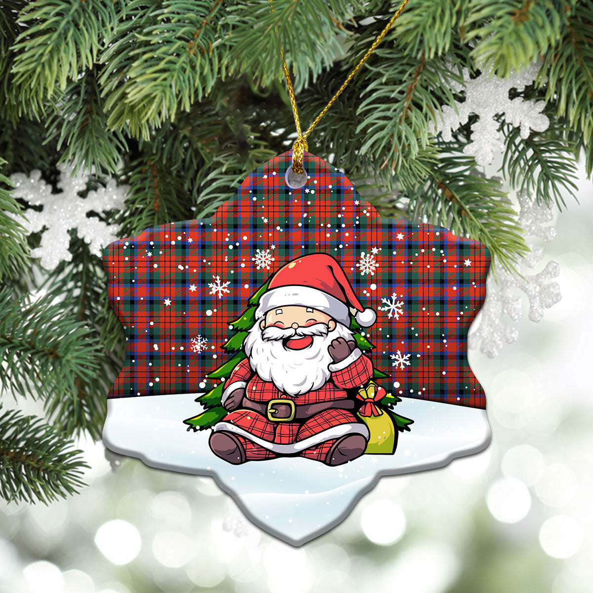 McDuff Ancient Tartan Christmas Ceramic Ornament - Scottish Santa Style