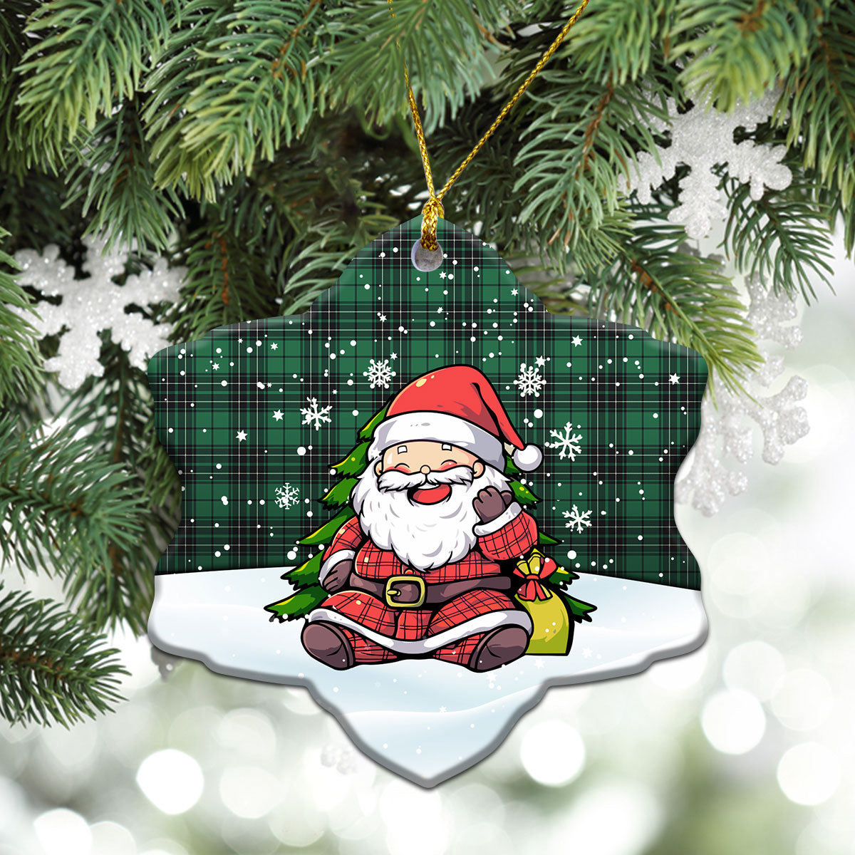 McLean Hunting Ancient Tartan Christmas Ceramic Ornament - Scottish Santa Style