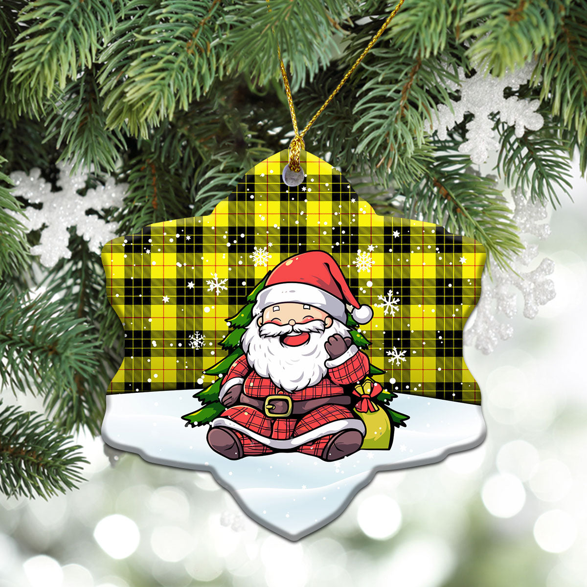 McLeod of Lewis Modern Tartan Christmas Ceramic Ornament - Scottish Santa Style