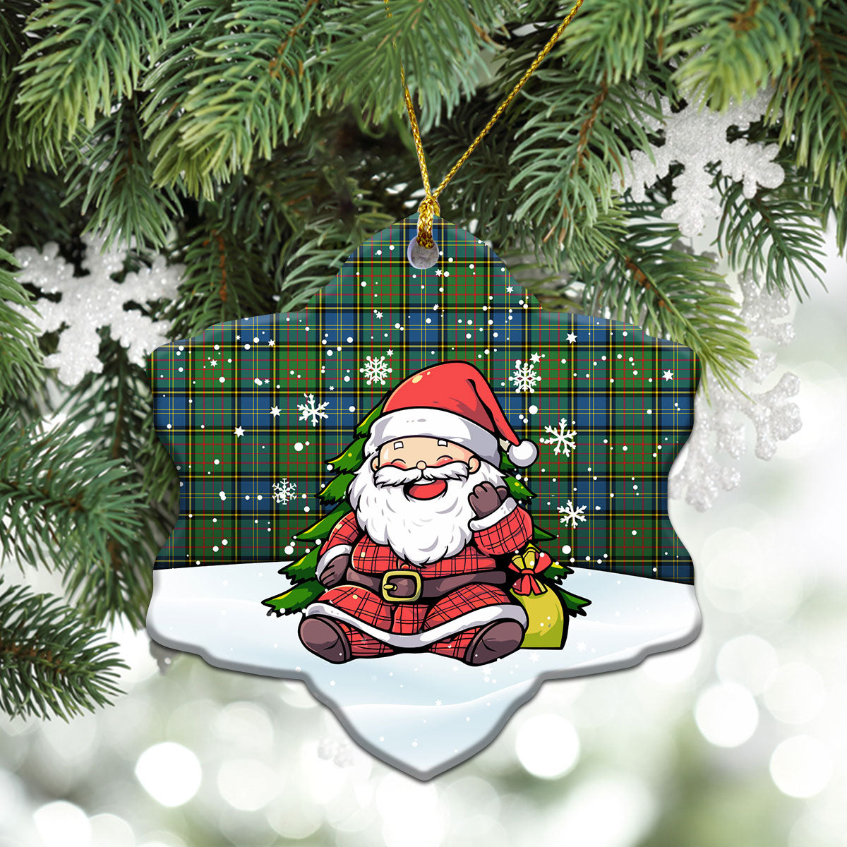 McMillan Hunting Ancient Tartan Christmas Ceramic Ornament - Scottish Santa Style