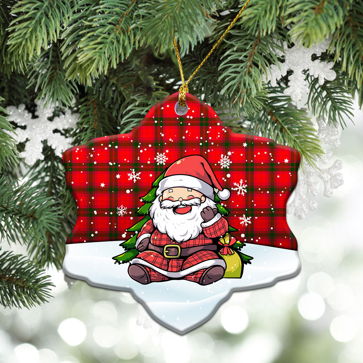 McNab Modern Tartan Christmas Ceramic Ornament - Scottish Santa Style