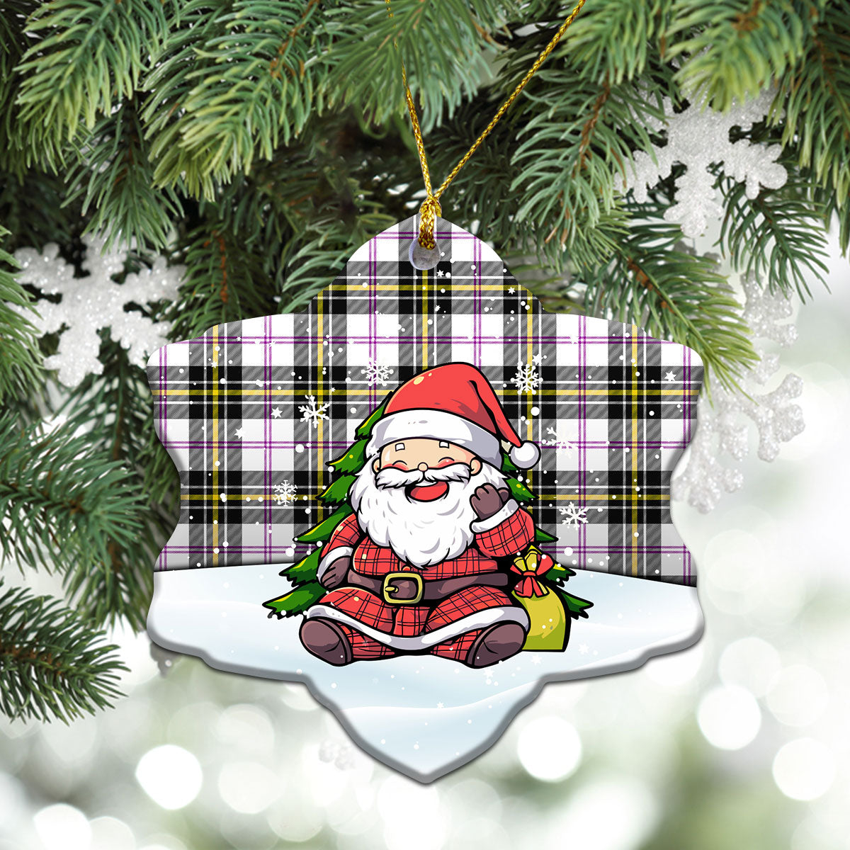 McPherson Dress Modern Tartan Christmas Ceramic Ornament - Scottish Santa Style