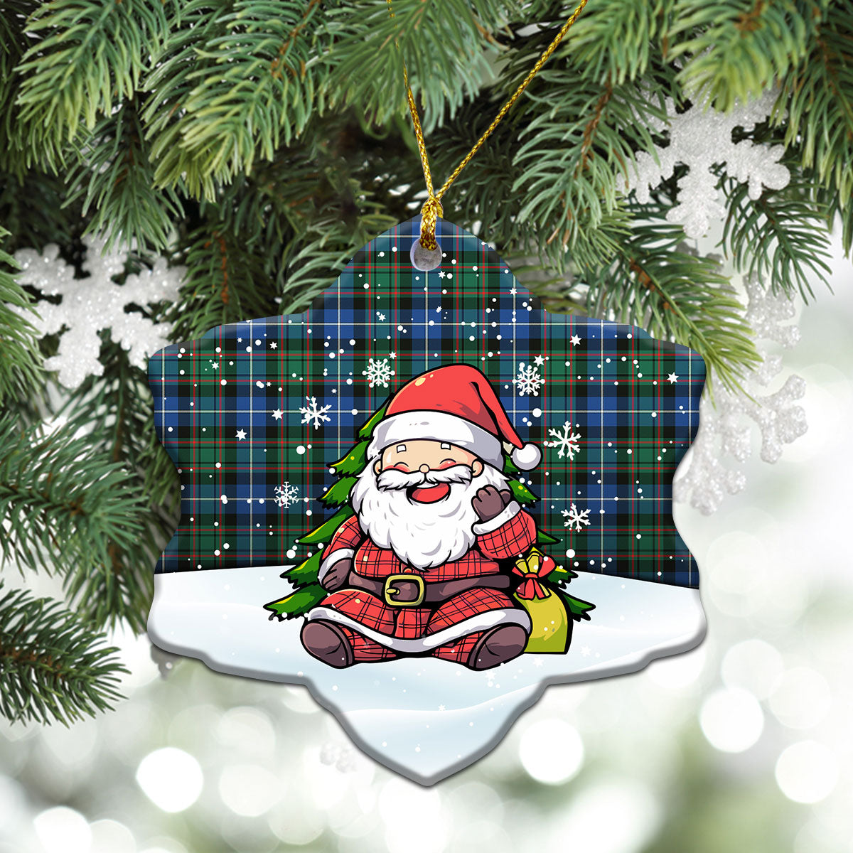 McRae Hunting Ancient Tartan Christmas Ceramic Ornament - Scottish Santa Style