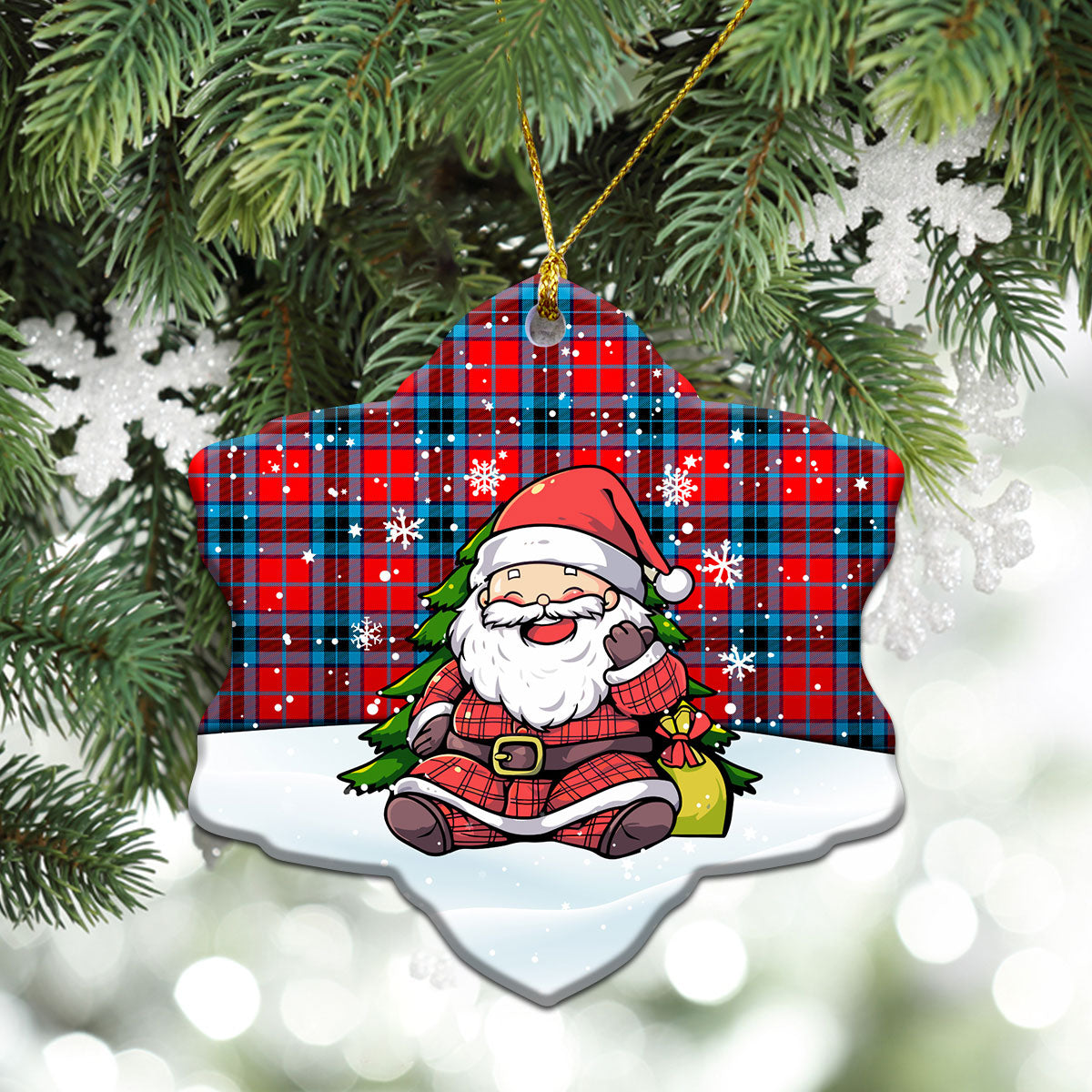 McTavish Modern Tartan Christmas Ceramic Ornament - Scottish Santa Style