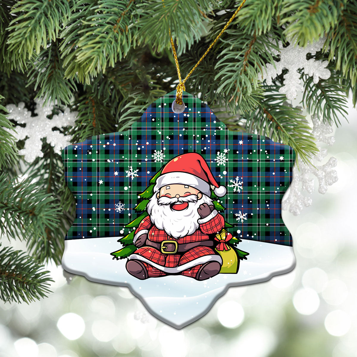 Rose Hunting Ancient Tartan Christmas Ceramic Ornament - Scottish Santa Style