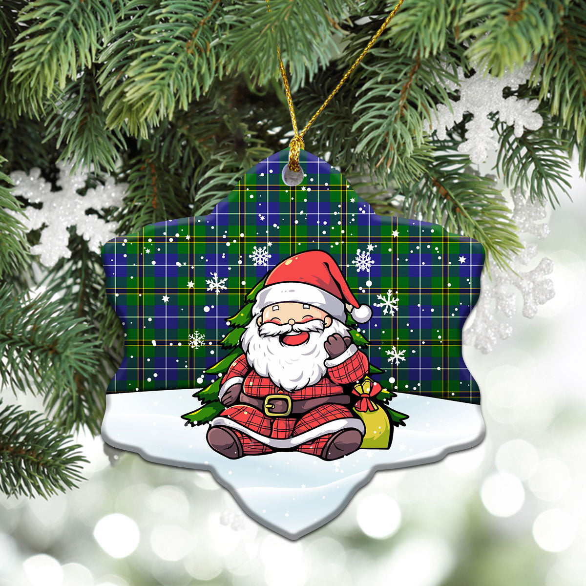 Turnbull Hunting Tartan Christmas Ceramic Ornament - Scottish Santa Style