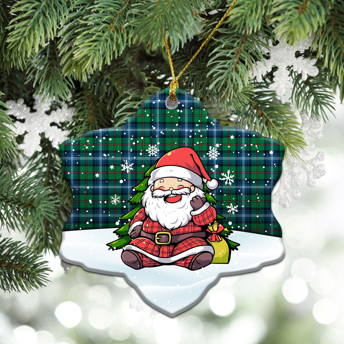 Urquhart Ancient Tartan Christmas Ceramic Ornament - Scottish Santa Style