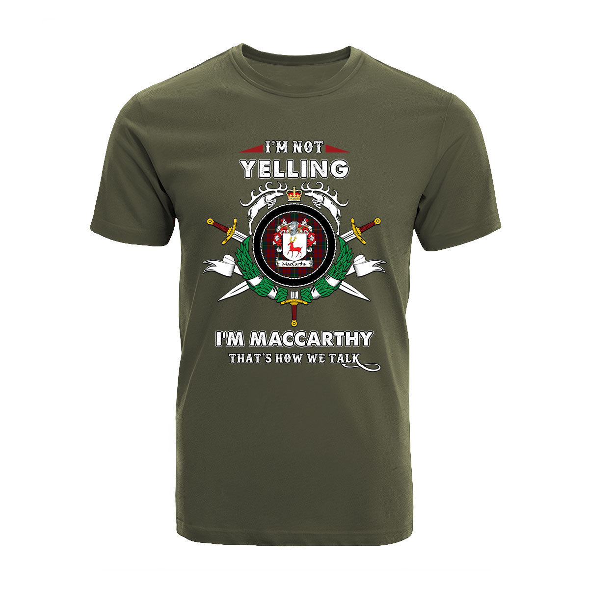 MacCarthy Tartan Crest T-shirt - I'm not yelling style