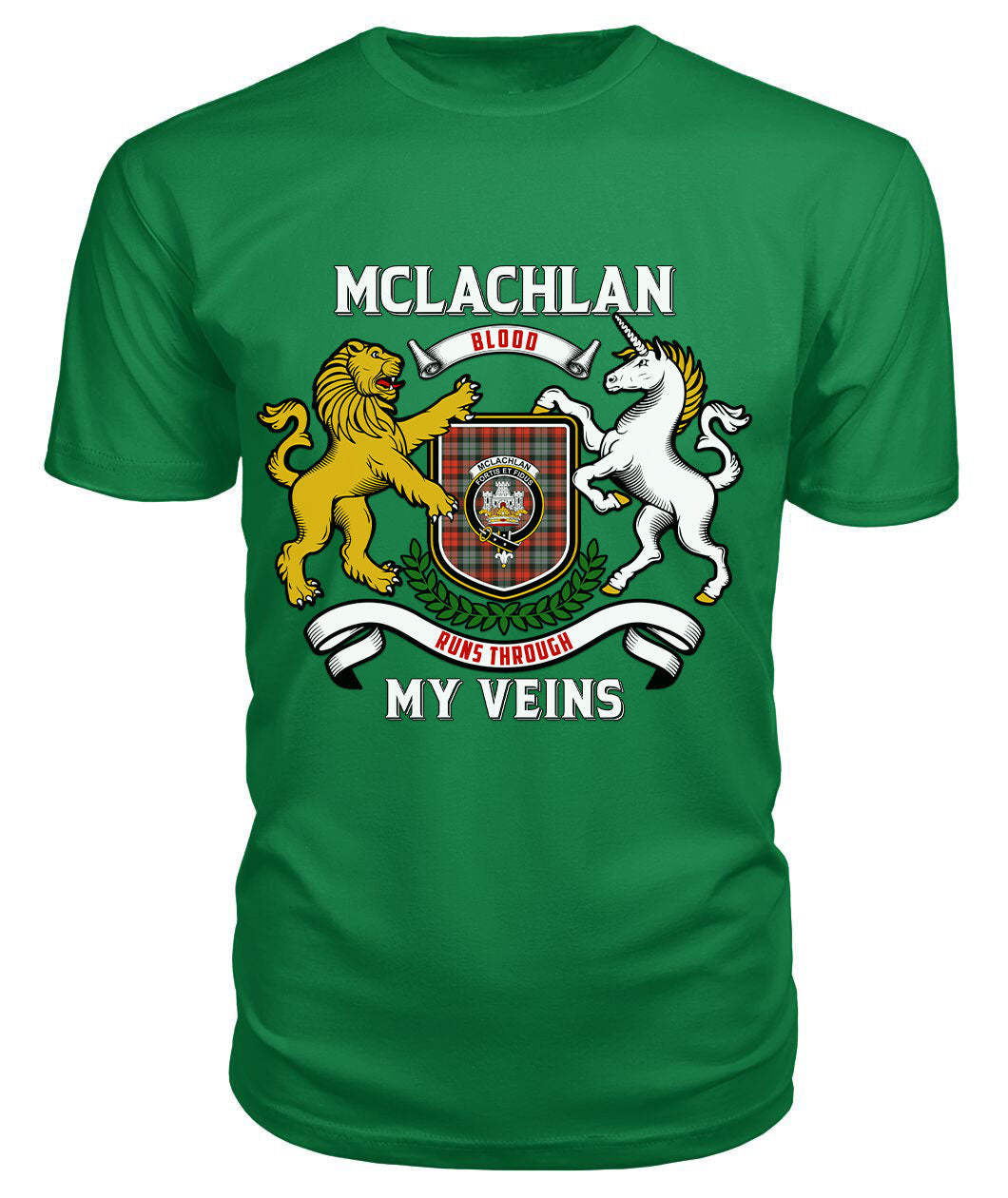 McLachlan Weathered Tartan Crest 2D T-shirt - Blood Runs Through My Veins Style