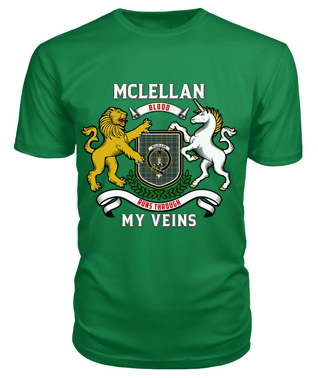 McLellan Ancient Tartan Crest 2D T-shirt - Blood Runs Through My Veins Style