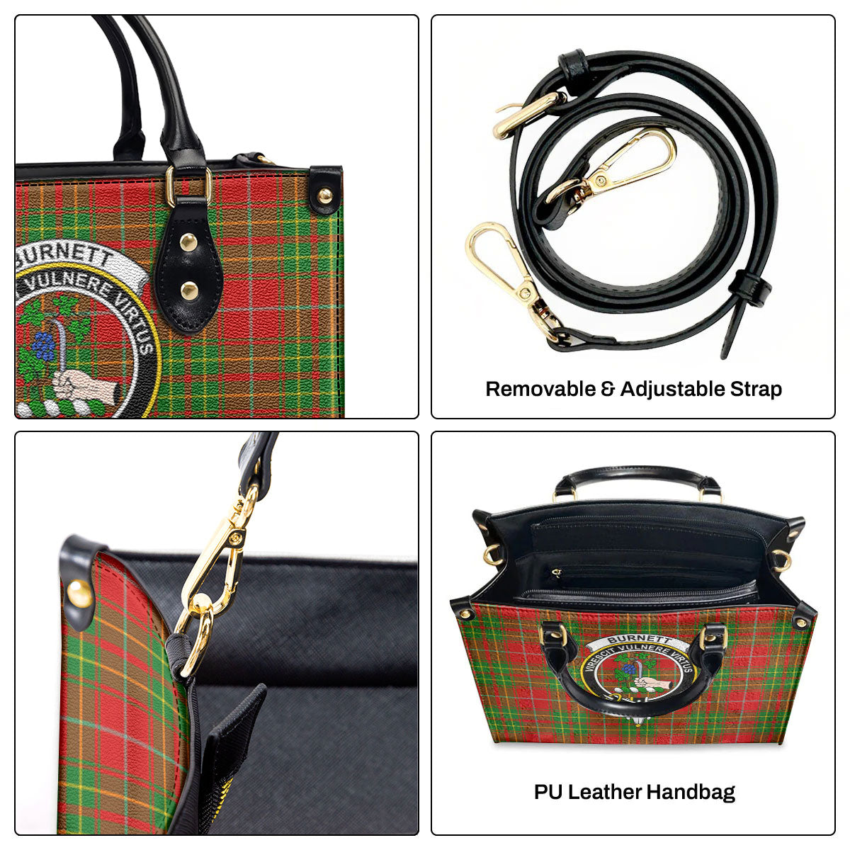 Burnett Ancient Tartan Crest Leather Handbag