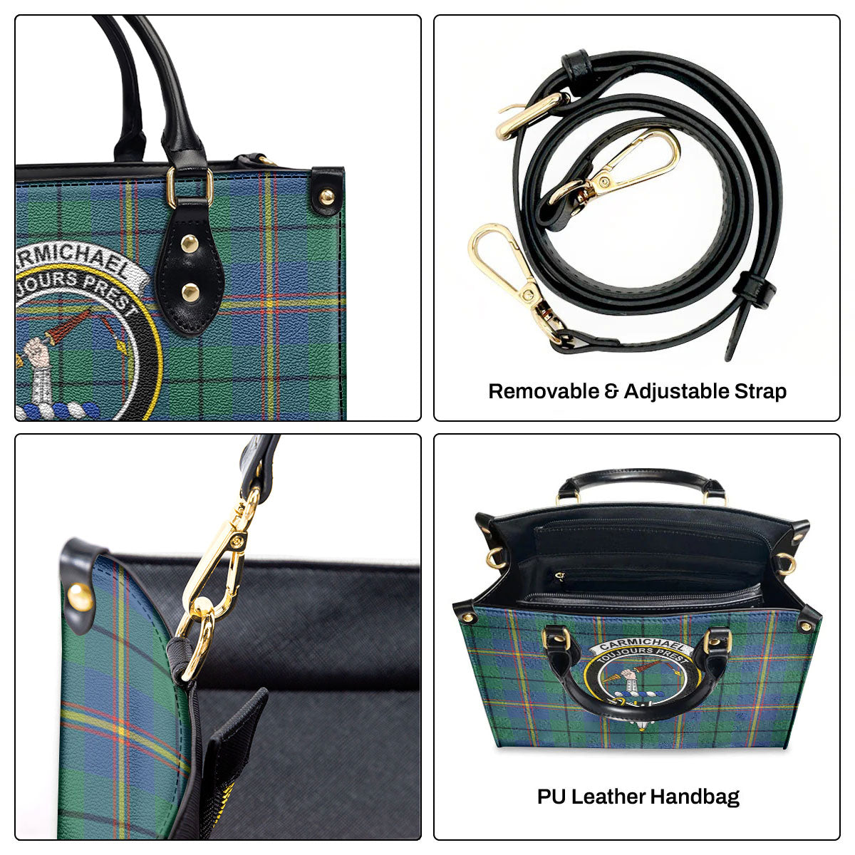 Carmichael Ancient Tartan Crest Leather Handbag