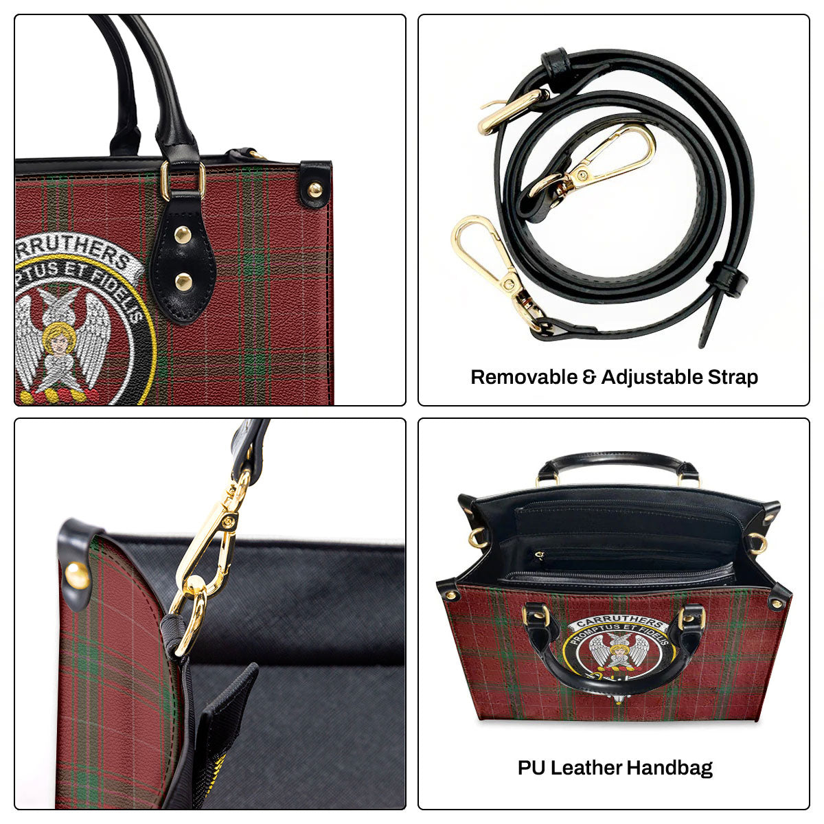 Carruthers Tartan Crest Leather Handbag