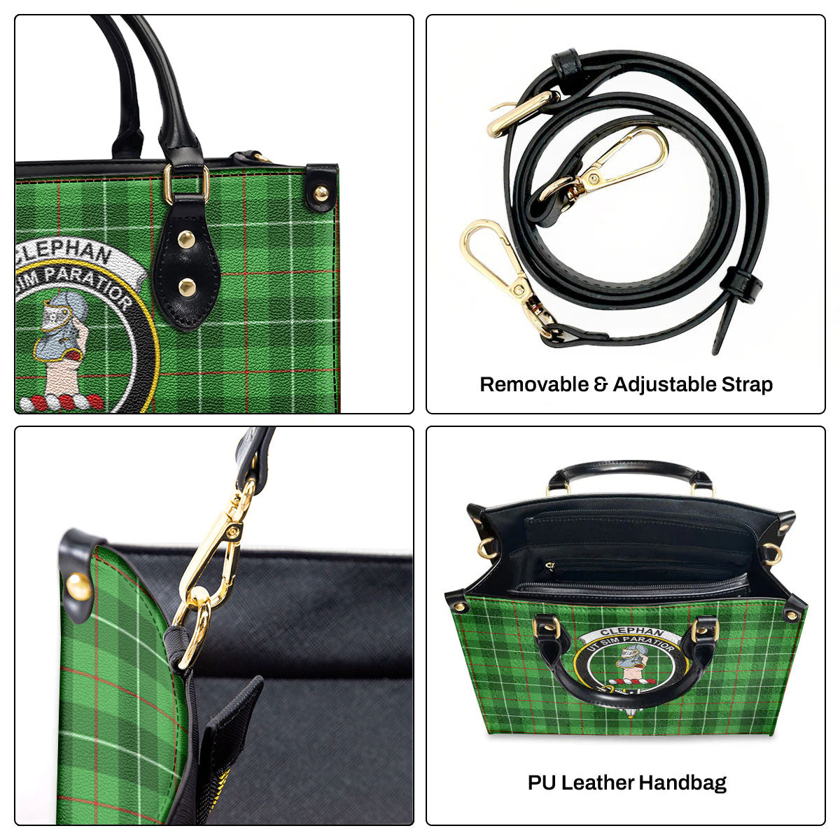 Clephan (or Clephane) Tartan Crest Leather Handbag