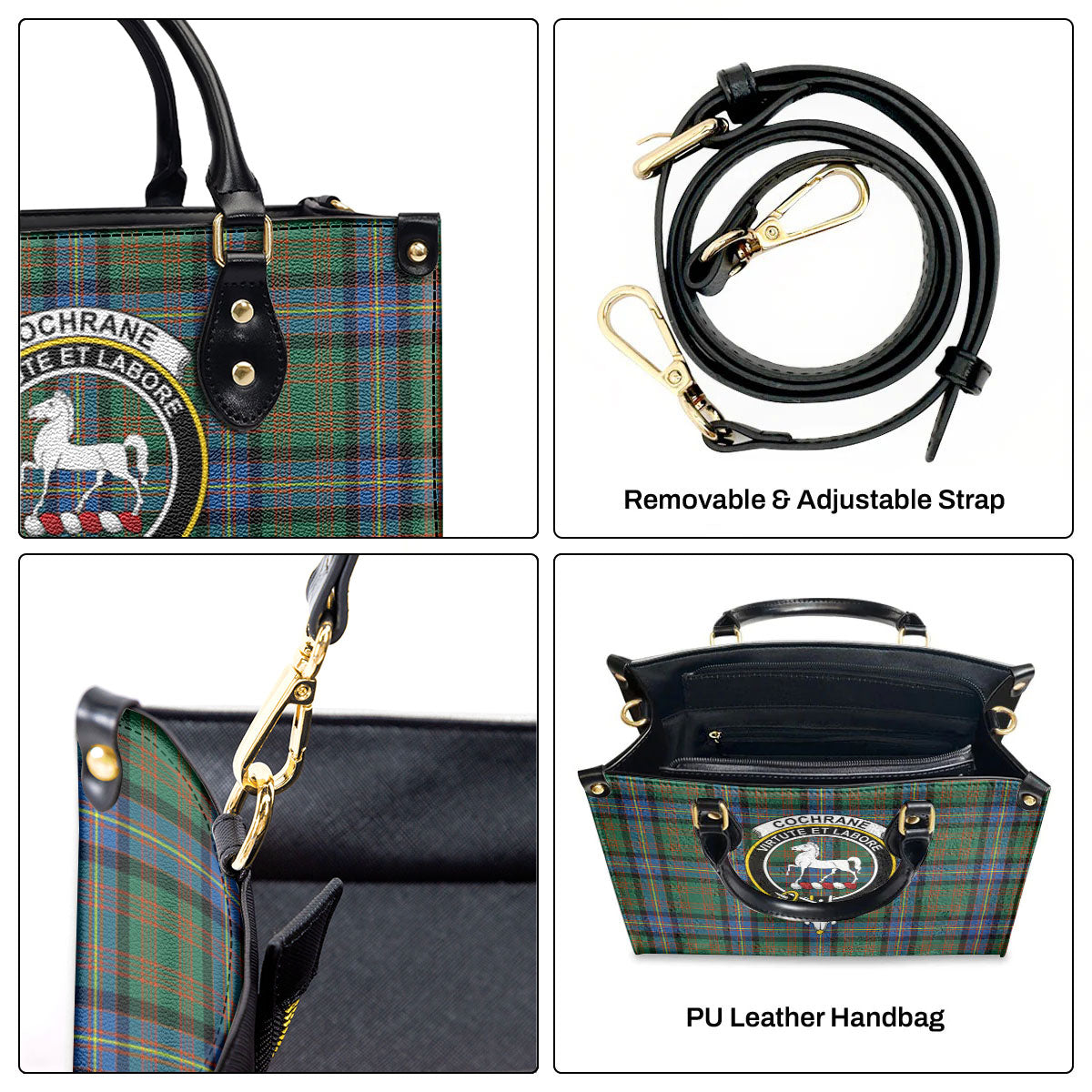 Cochrane Ancient Tartan Crest Leather Handbag