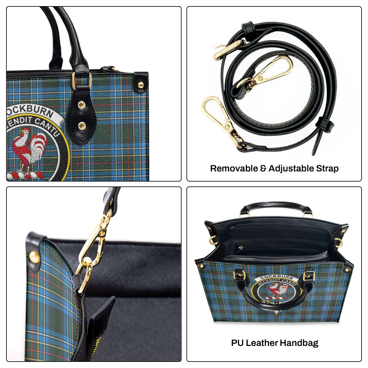 Cockburn Modern Tartan Crest Leather Handbag