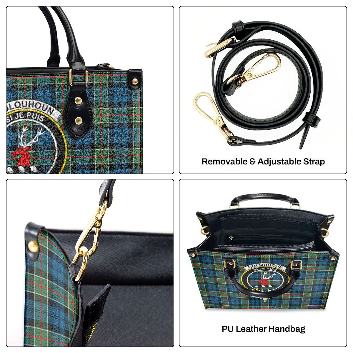 Colquhoun Ancient Tartan Crest Leather Handbag