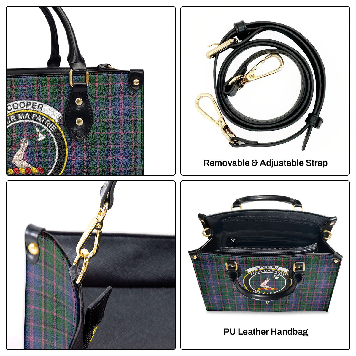 Cooper Tartan Crest Leather Handbag