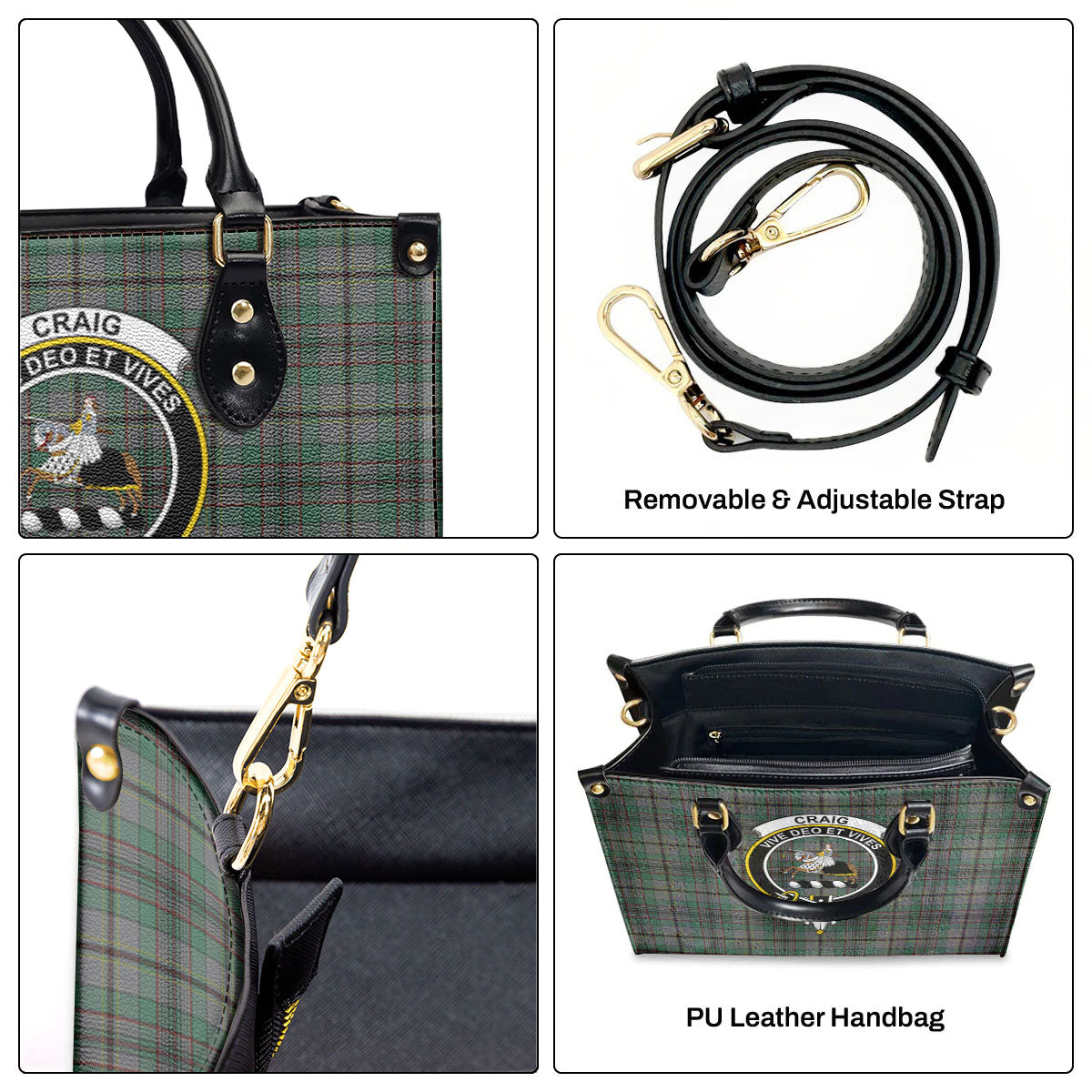 Craig Tartan Crest Leather Handbag