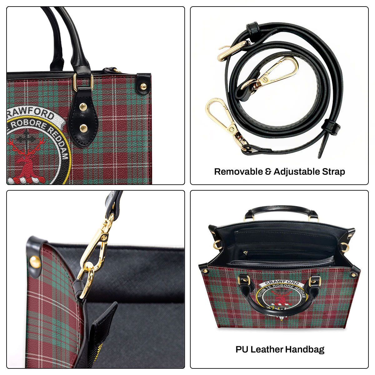 Crawford Modern Tartan Crest Leather Handbag