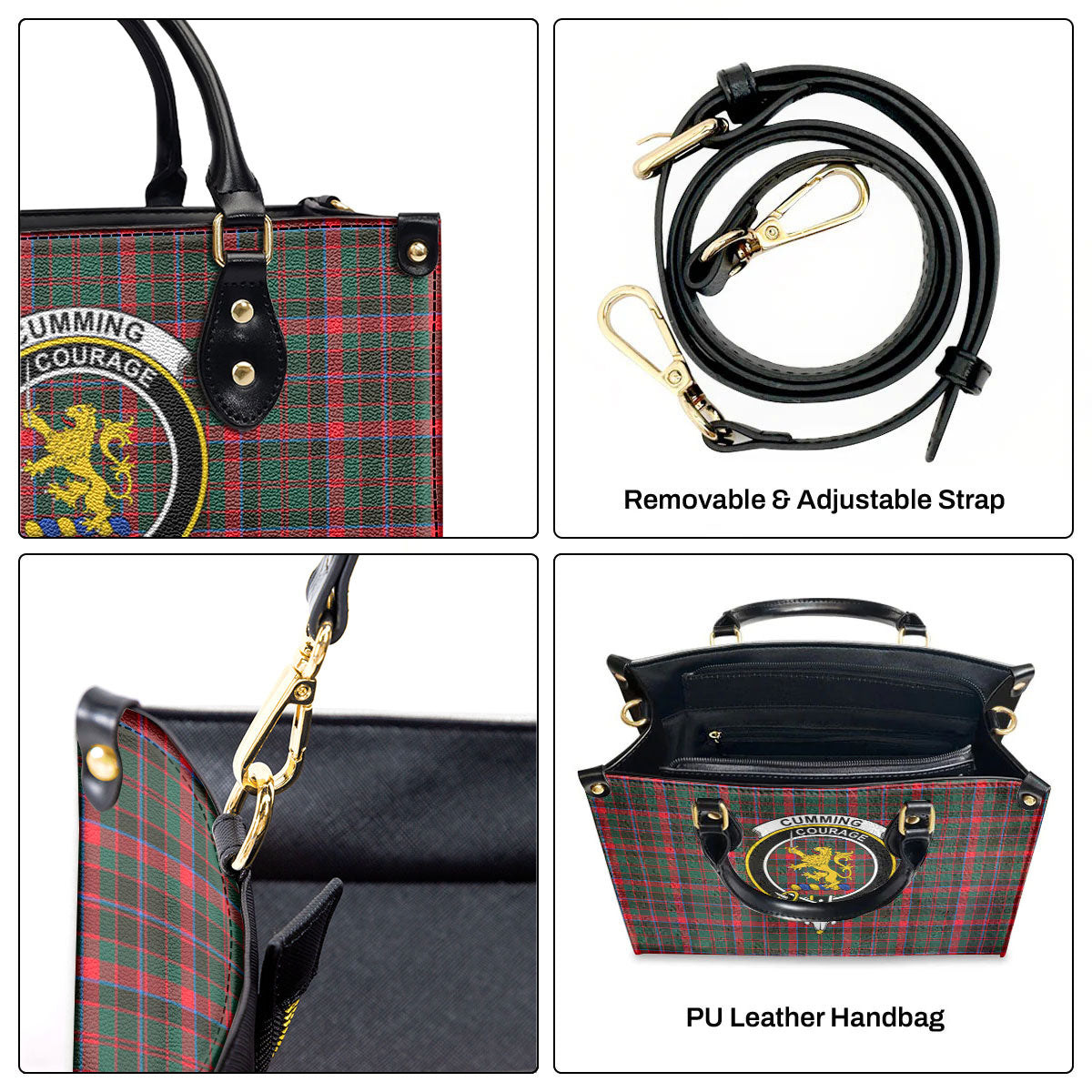 Cumming Hunting Modern Tartan Crest Leather Handbag