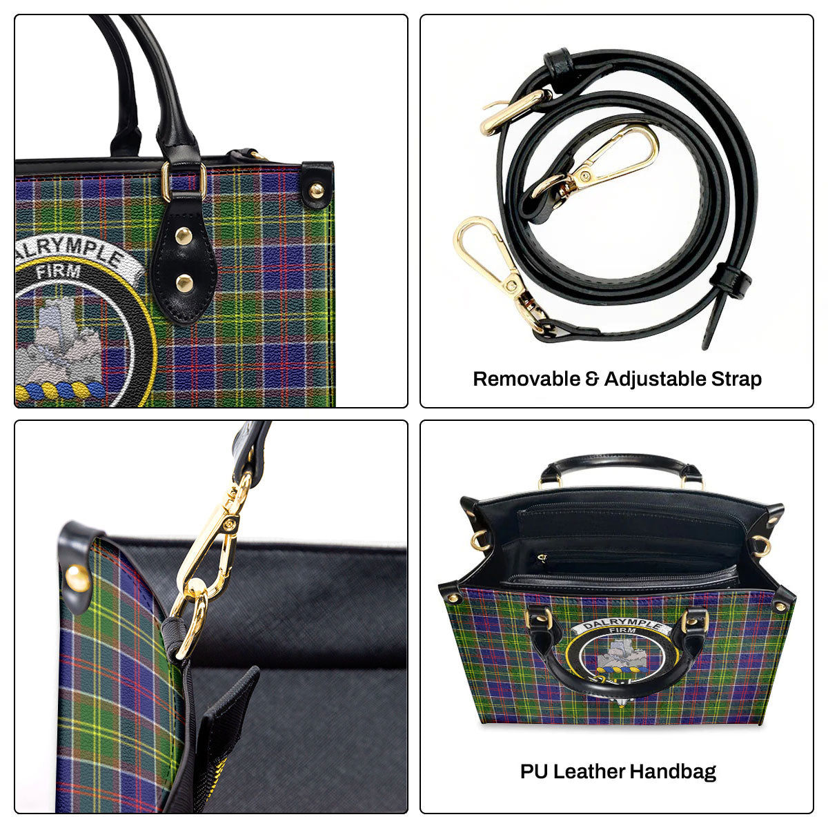 Dalrymple Tartan Crest Leather Handbag