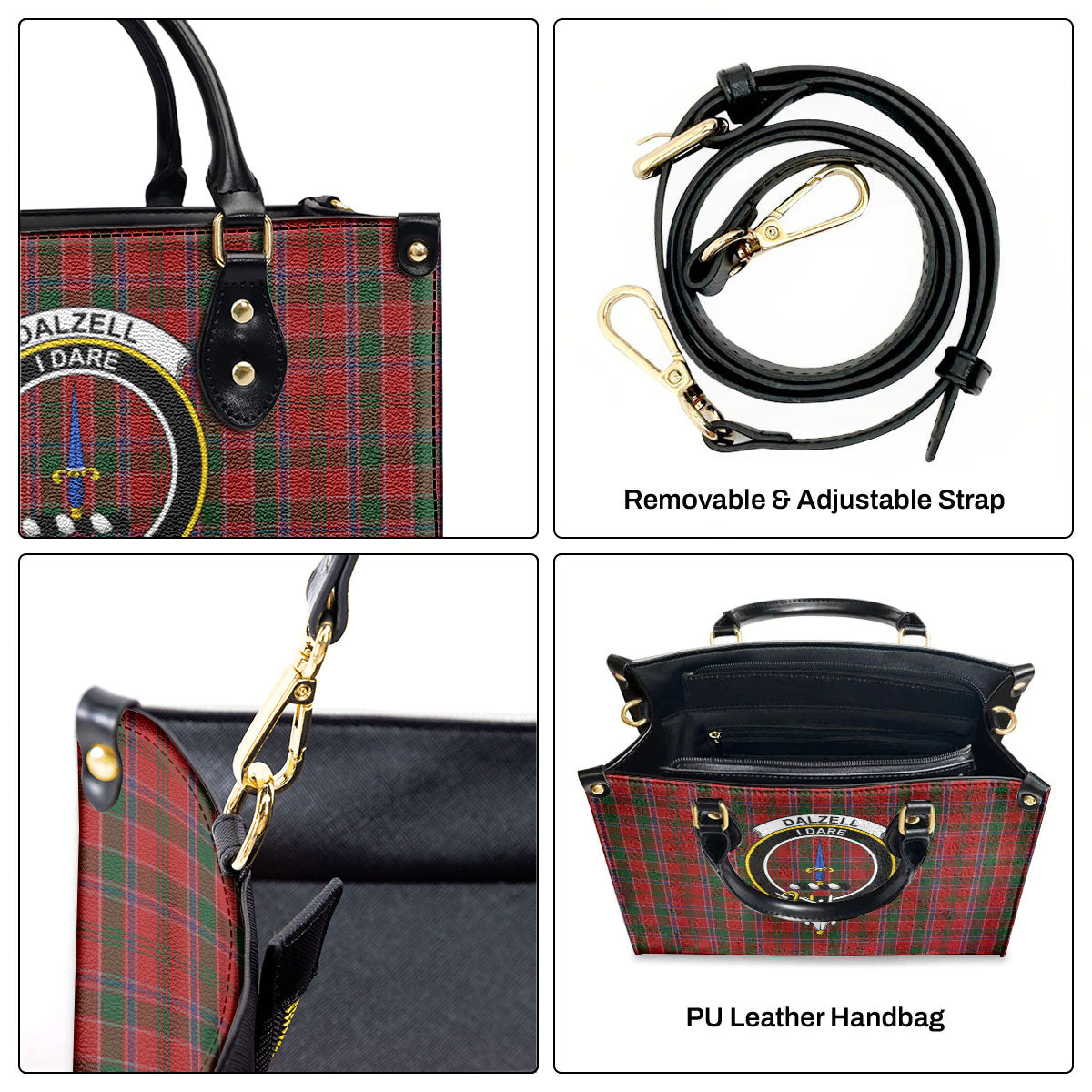 Dalzell Tartan Crest Leather Handbag