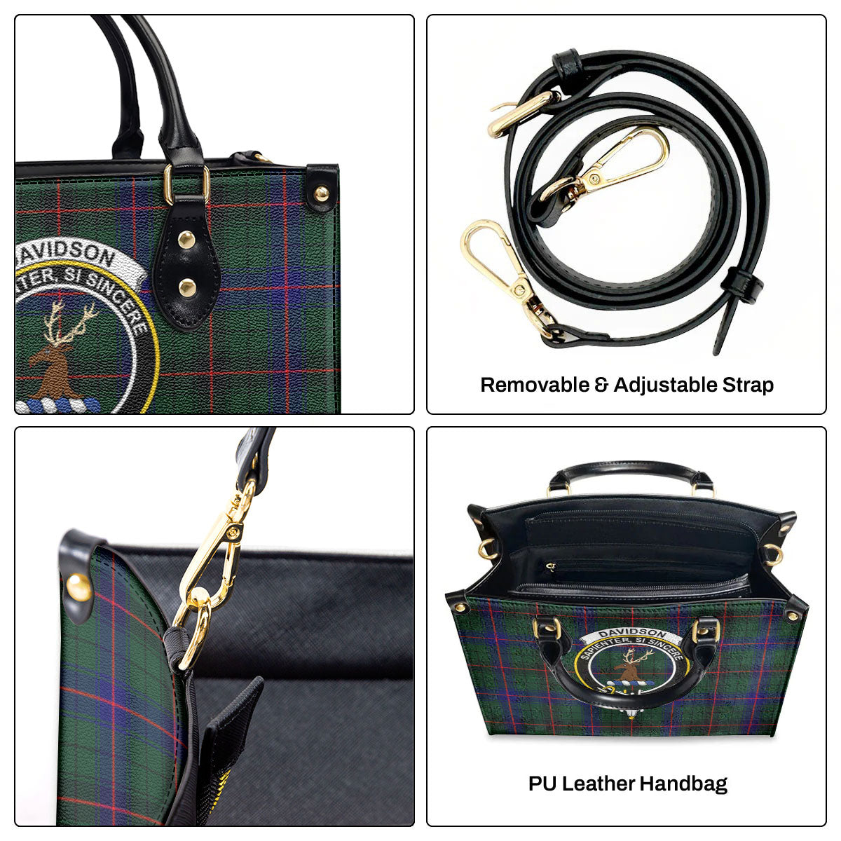 Davidson Modern Tartan Crest Leather Handbag