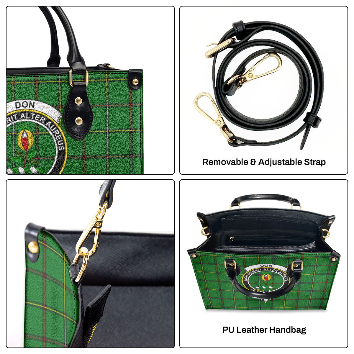 Don Tartan Crest Leather Handbag