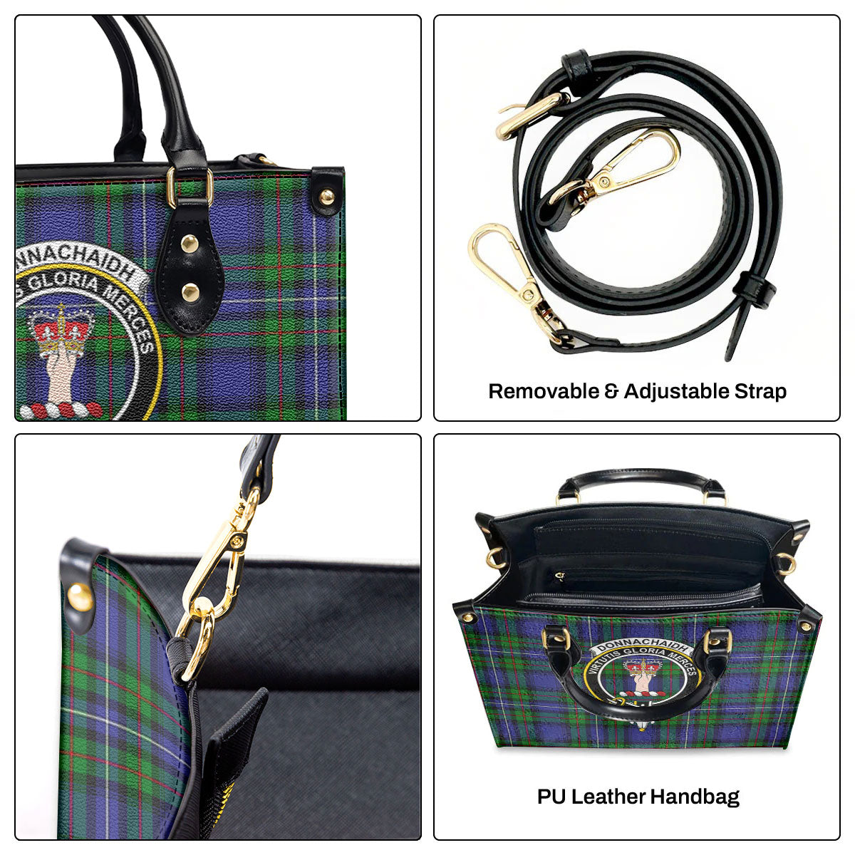 Donnachaidh Tartan Crest Leather Handbag