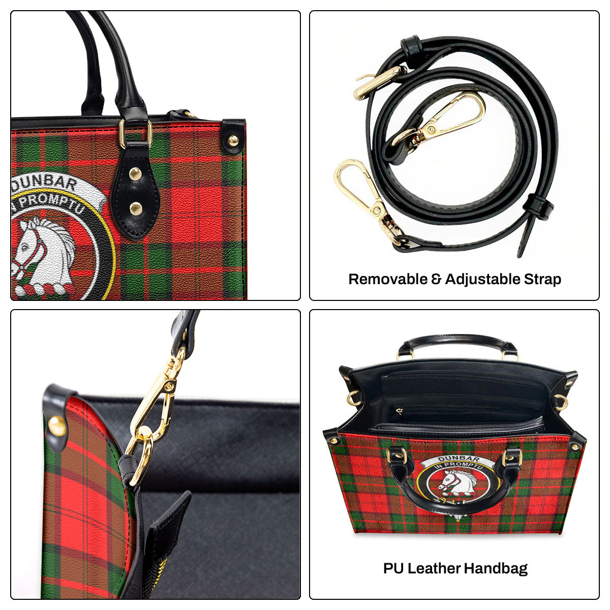 Dunbar Modern Tartan Crest Leather Handbag