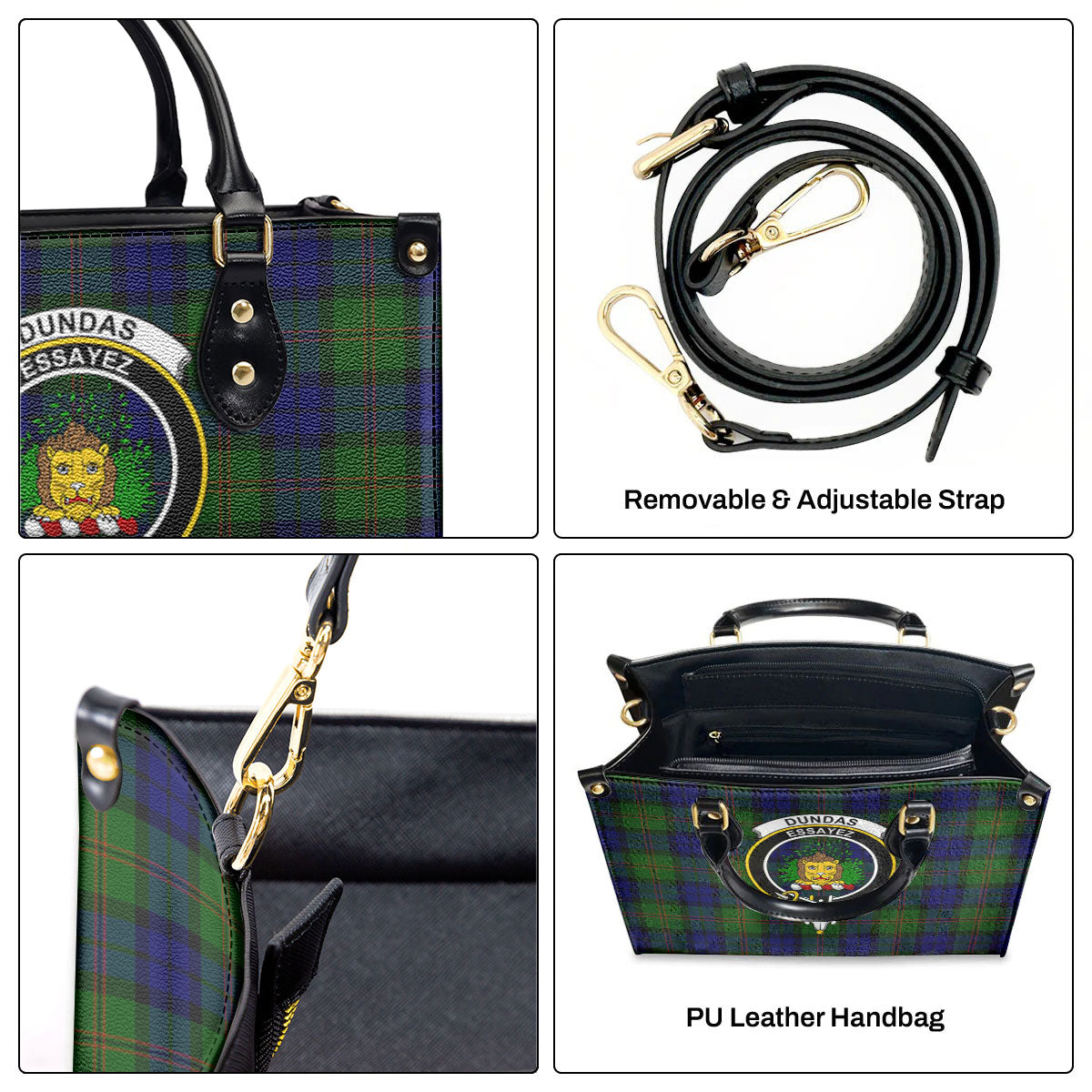 Dundas Modern Tartan Crest Leather Handbag