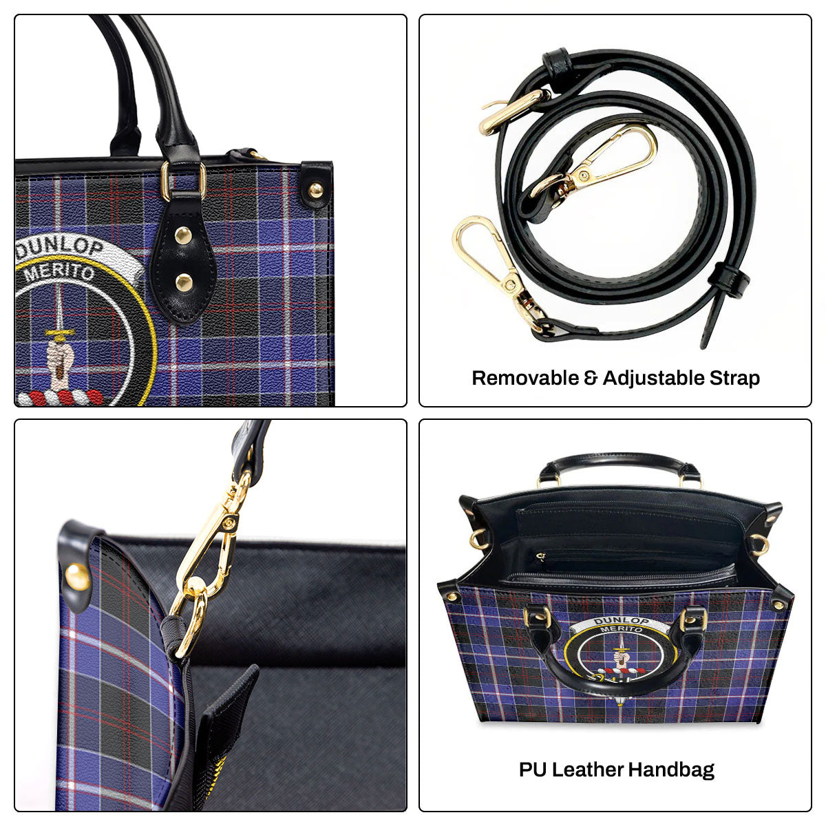 Dunlop Modern Tartan Crest Leather Handbag