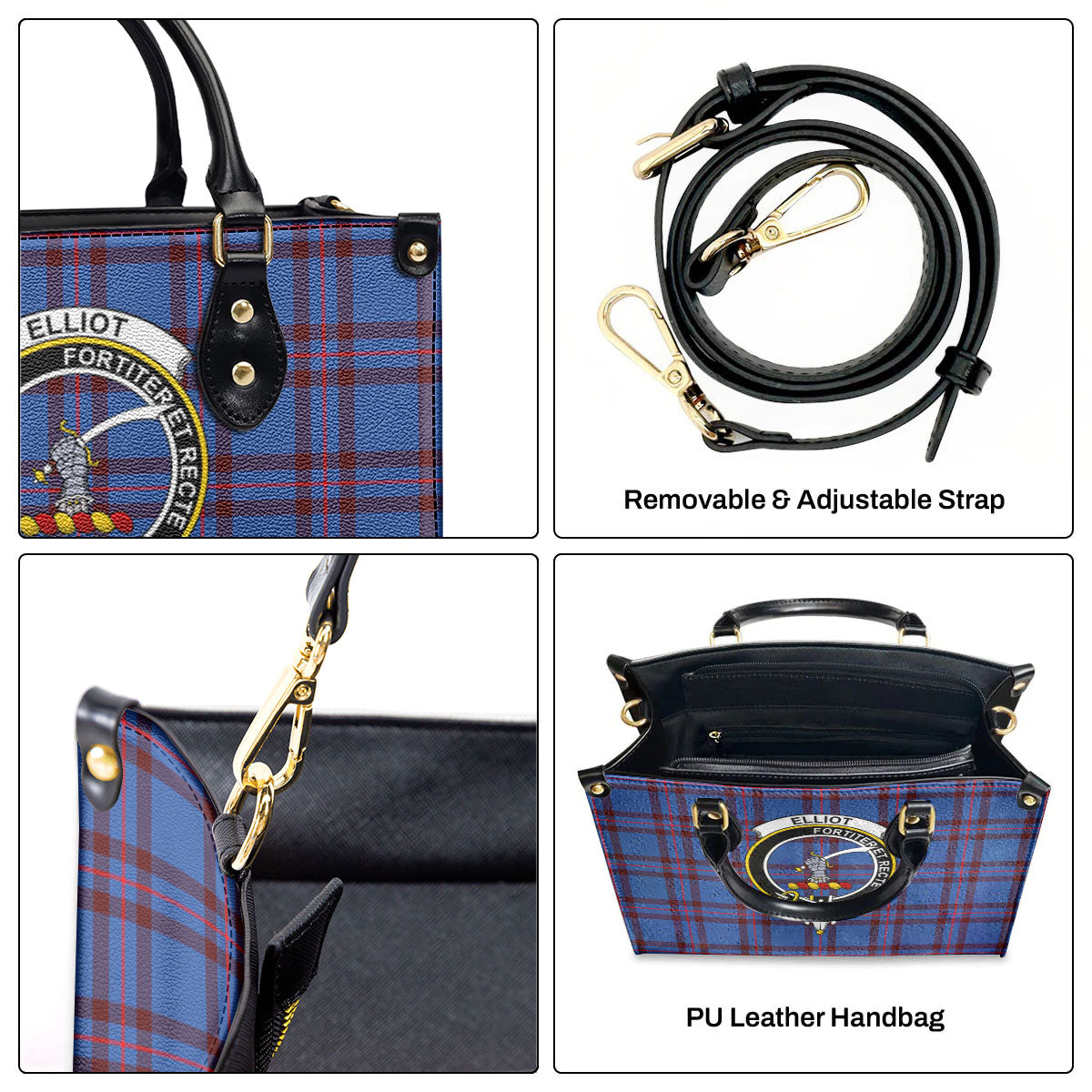 Elliot Modern Tartan Crest Leather Handbag