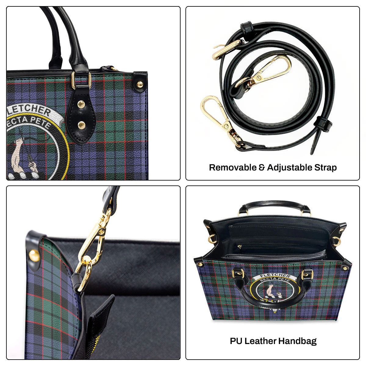 Fletcher Modern Tartan Crest Leather Handbag