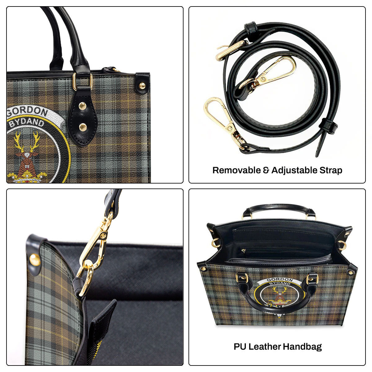 Gordon Weathered Tartan Crest Leather Handbag