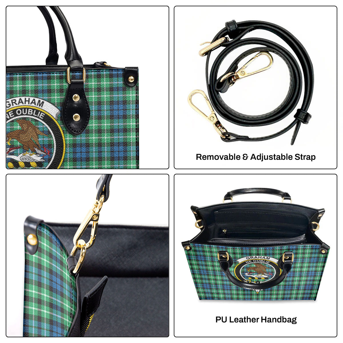 Graham of Montrose Ancient Tartan Crest Leather Handbag