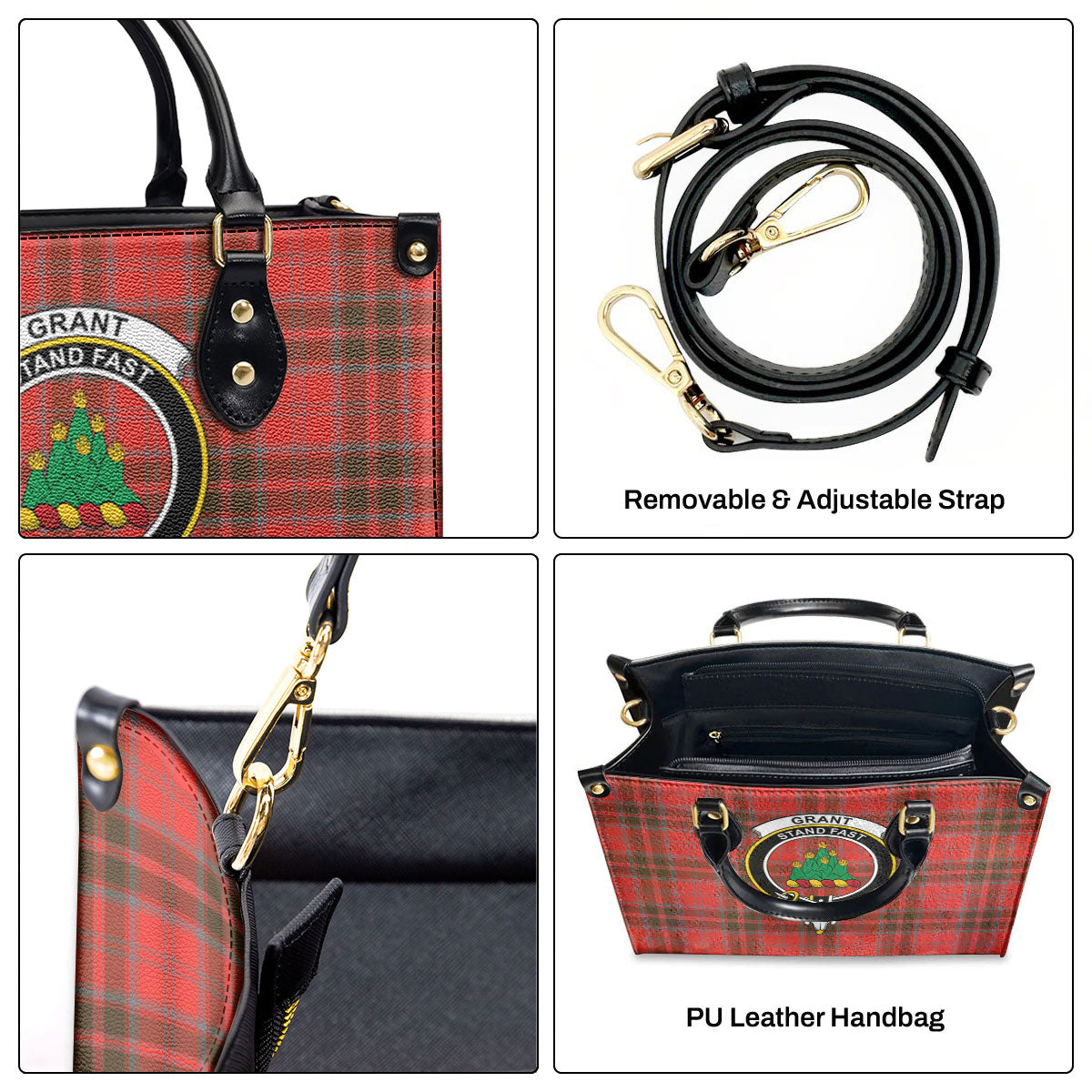 Grant Weathered Tartan Crest Leather Handbag