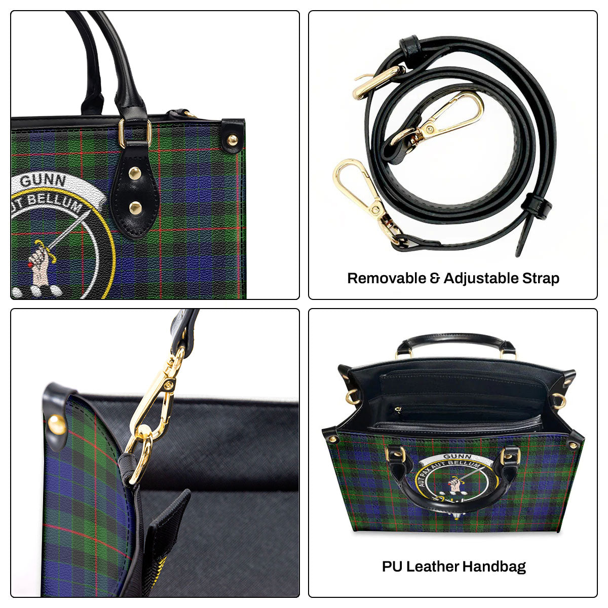 Gunn Modern Tartan Crest Leather Handbag