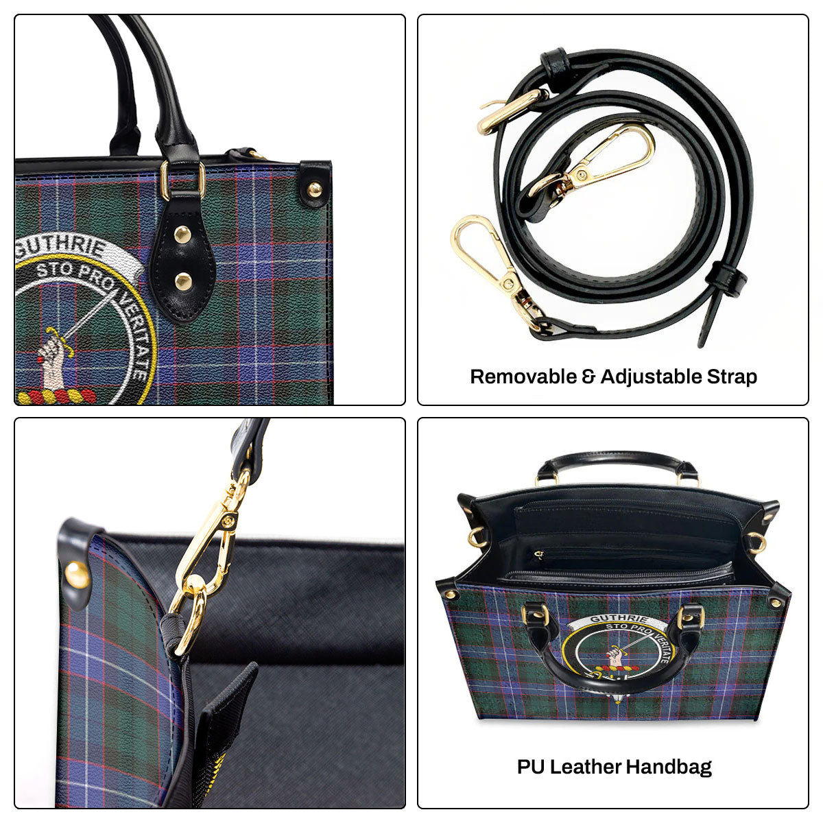 Guthrie Modern Tartan Crest Leather Handbag