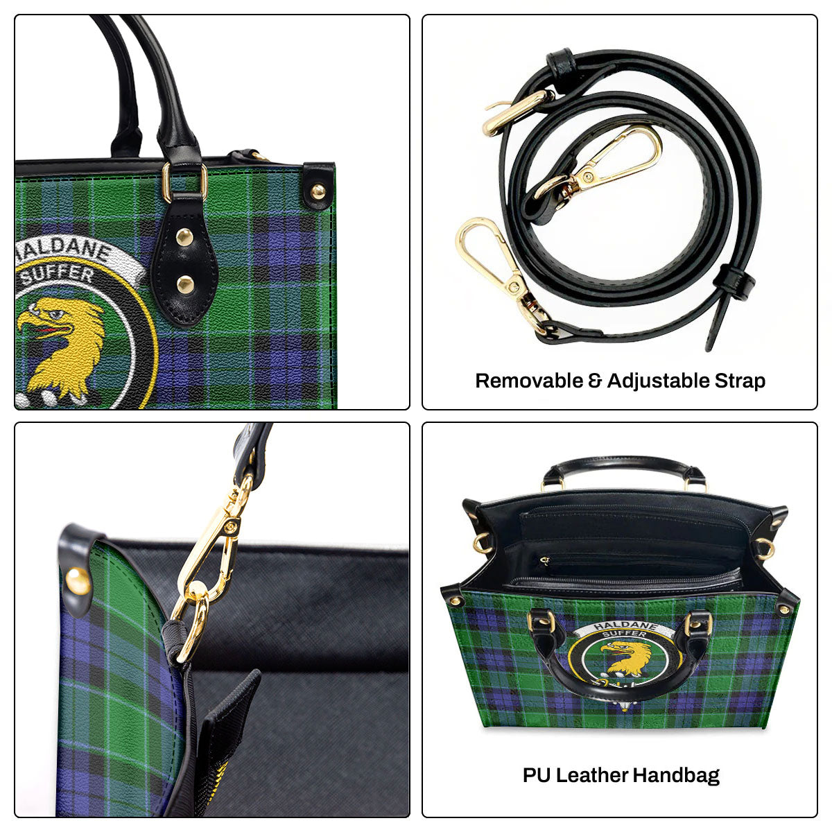 Haldane Tartan Crest Leather Handbag