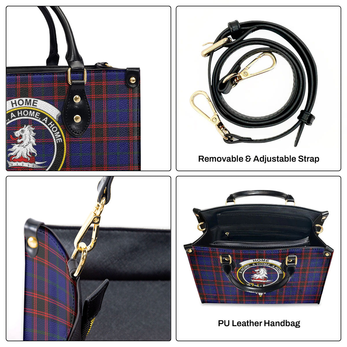 Home Modern Tartan Crest Leather Handbag