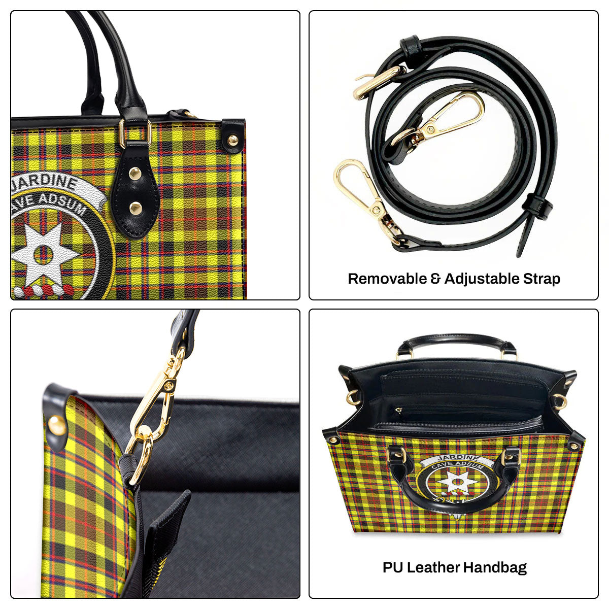 Jardine Tartan Crest Leather Handbag