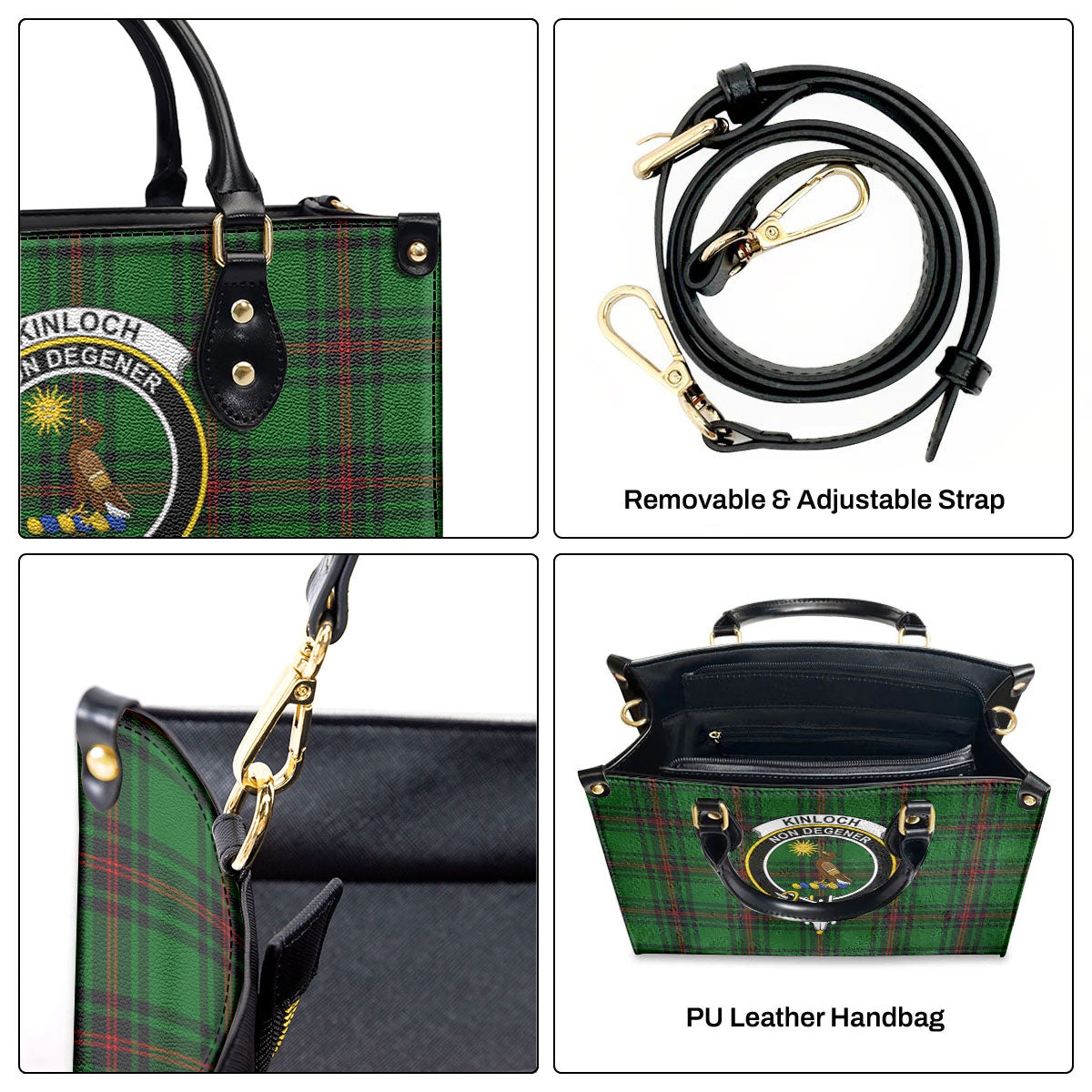 Kinloch Tartan Crest Leather Handbag