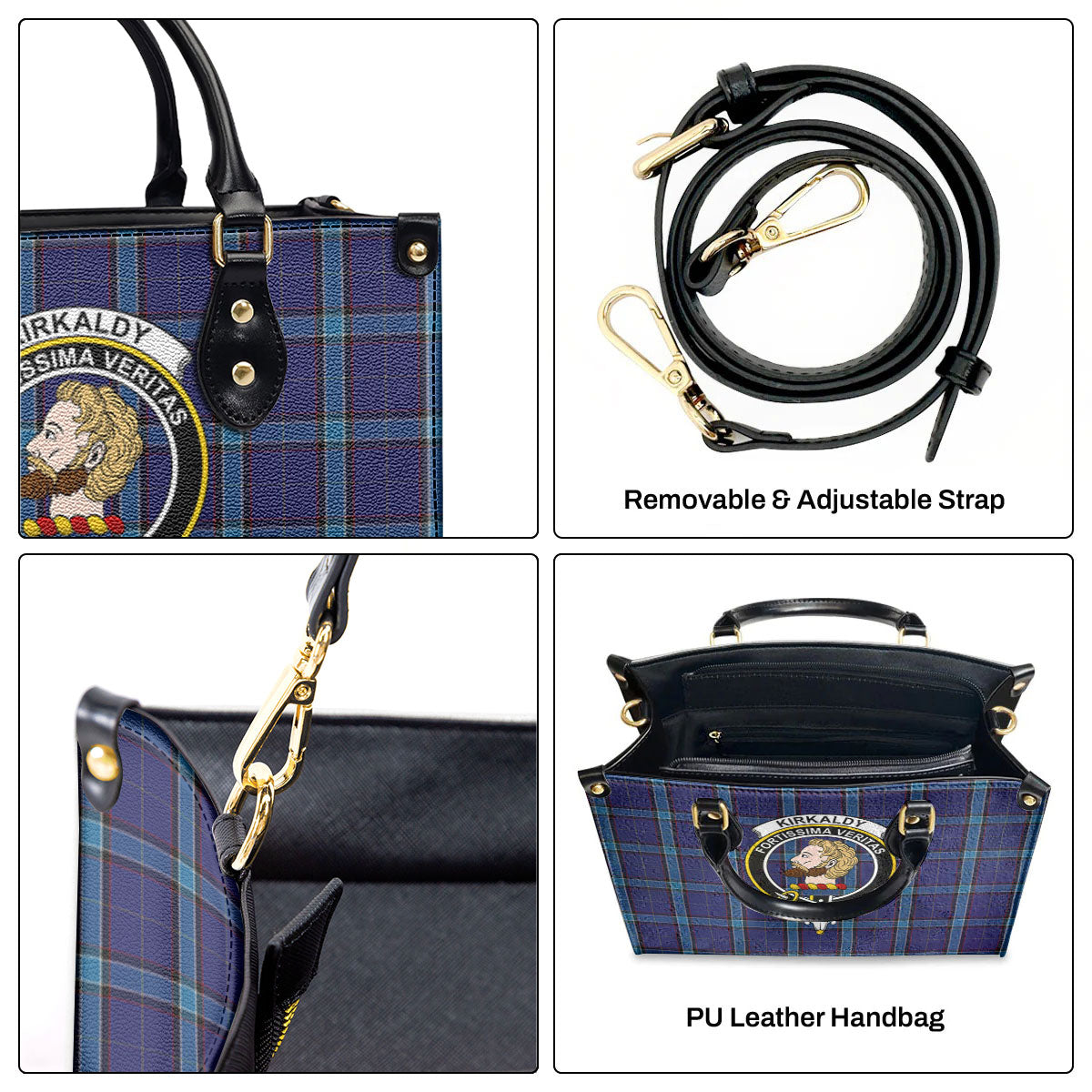 Kirkaldy Tartan Crest Leather Handbag