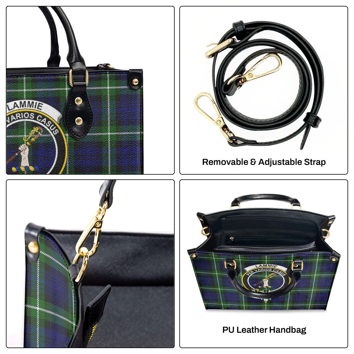 Lammie Tartan Crest Leather Handbag